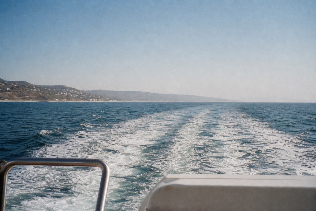 Cruise ship leaving San Diego Bay past Point Loma on a southbound Baja itinerary
